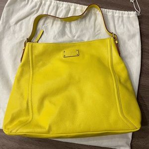 Kate Spade New York, NWOT, bright Yellow Genuine Leather Shoulder Strap Tote Bag